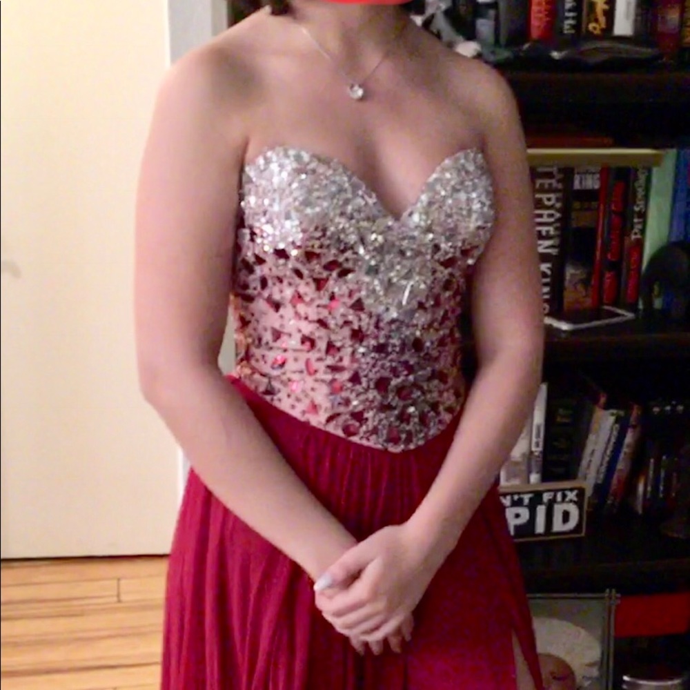 Burgundy red prom dress